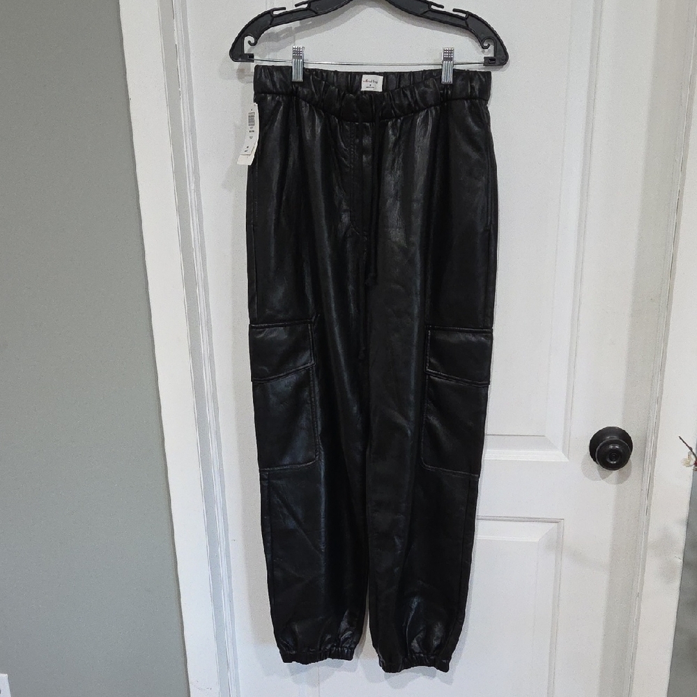 Wilfred Black Faux Leather Jogger Pants
